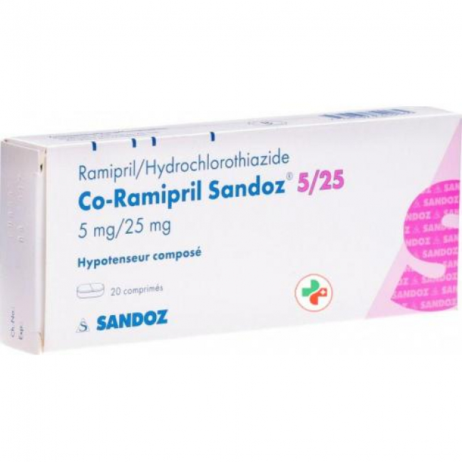 Ко-Рамиприл Сандоз 5/25 мг 20 таблеток