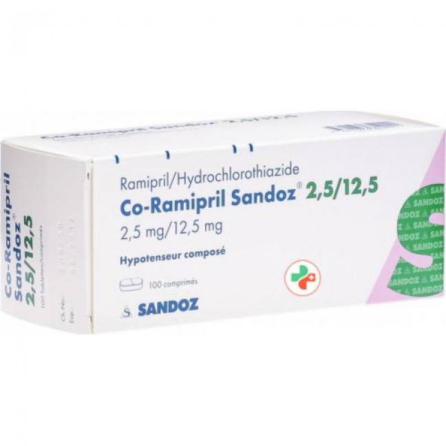 Ко-Рамиприл Сандоз 2,5/12,5 мг 100 таблеток