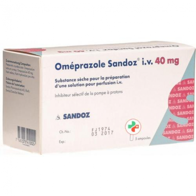 Omeprazol Sandoz 40 mg 5 Durchstechflaschen