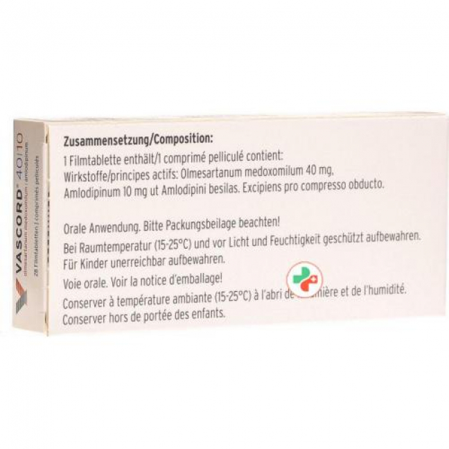Васкорд 40/10 мг 28 таблеток покрытых оболочкой 