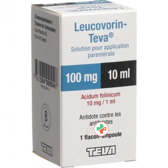 Лейковорин Тева раствор для инъекций 100 мг / 10 мл 1 флакон 10 мл