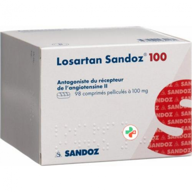 Лозартан Сандоз 100 мг 98 таблеток покрытых оболочкой 