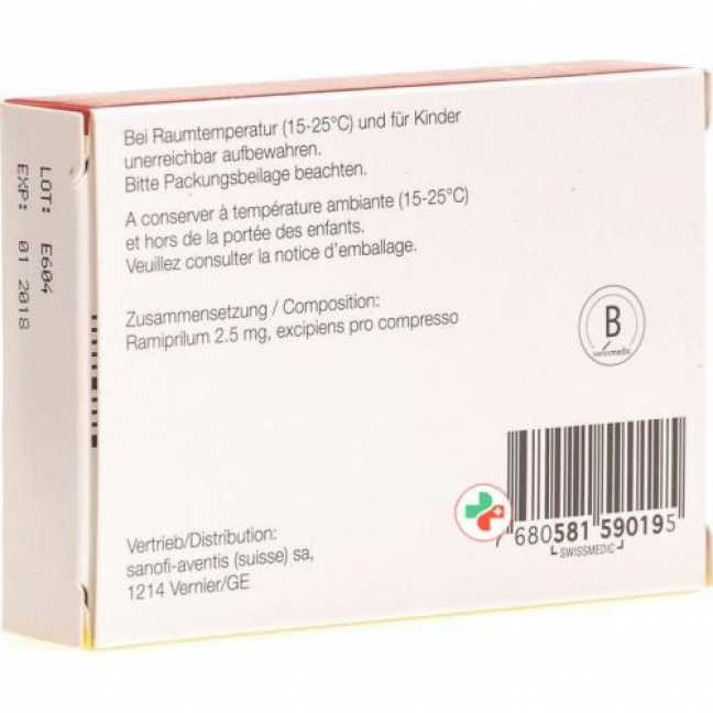 Рамиприл Зентива 2,5 мг 20 таблеток