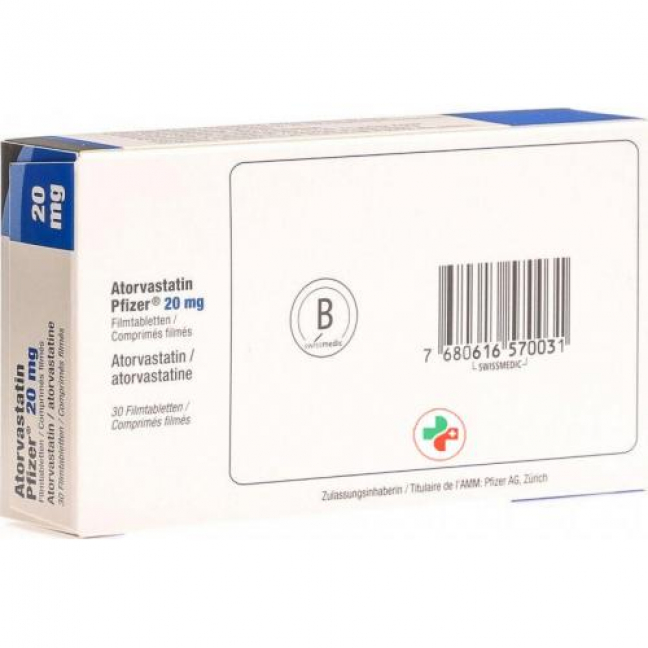 Atorvastatin Pfizer 20 mg 30 filmtablets