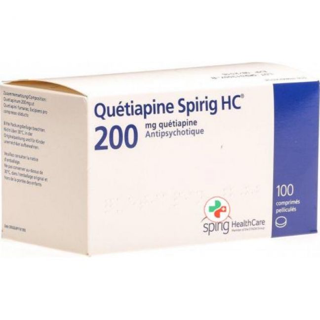 Кветиапин Спириг 200 мг 100 таблеток покрытых оболочкой