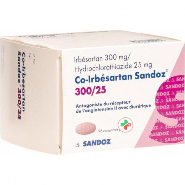 Ко-Ирбесартан Сандоз 300/25 мг 98 таблеток покрытых оболочкой