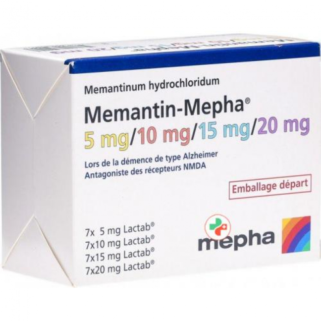 Мемантин Мефа стартовый пакет (7x5 мг, 7x10 мг, 7x15 мг, 7x20 мг) 28 таблеток покрытых оболочкой 