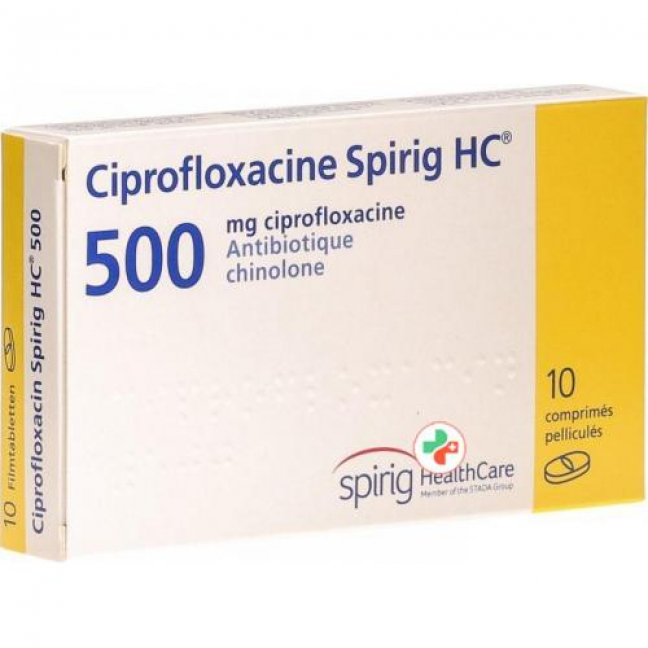 Ципрофлоксацин Спириг 500 мг 10 таблеток покрытых оболочкой