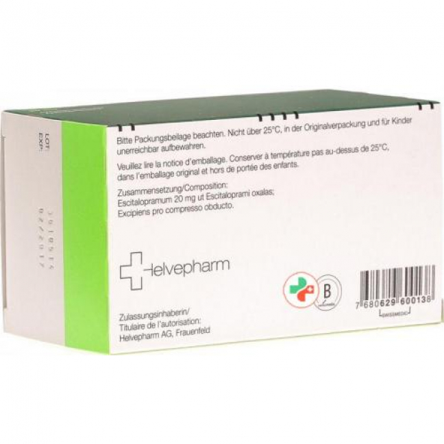Эсциталопрам Хелвефарм 20 мг 100 таблеток покрытых оболочкой 