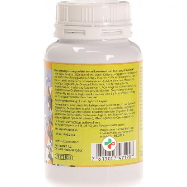 Фитомед льняное масло органическое 500 мг + витамин К2 180 капсул