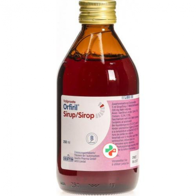 Орфирил сироп 300 мг / 5 мл флакон с адаптером и дозирующим шприцем 250 мл 