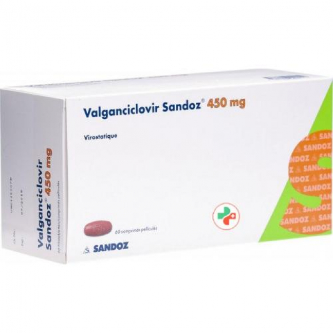 Валганцикловир Сандоз 450 мг 60 таблеток покрытых оболочкой
