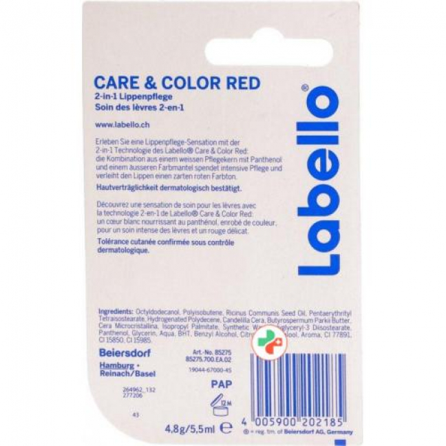 Labello Care&Color Red 4.8г