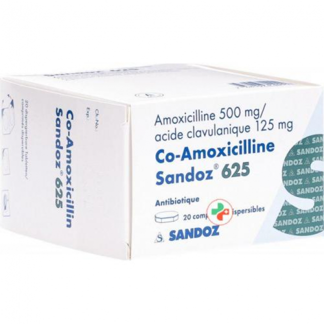 Co Amoxicillin Sandoz 625 mg 20 tablets