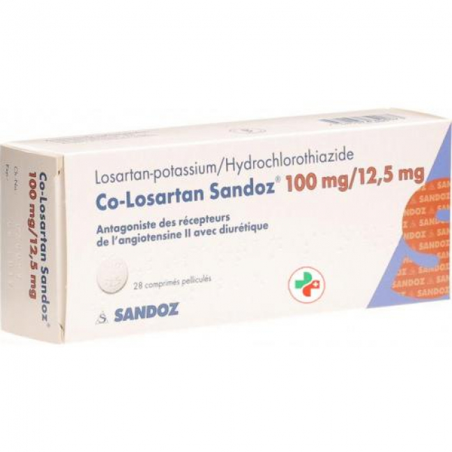 Ко-Лозартан Сандоз 100/12,5 мг 28 таблеток покрытых оболочкой 