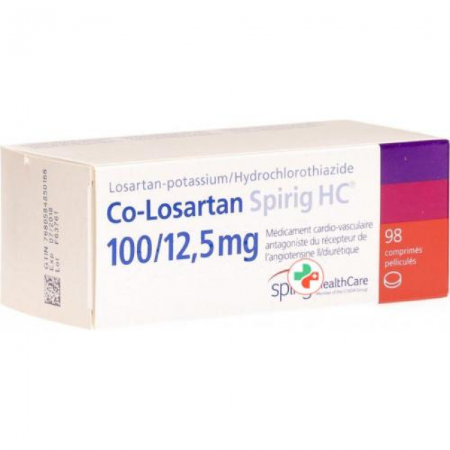 Ко-Лозартан Спириг 100/12,5 мг 98 таблеток покрытых оболочкой 
