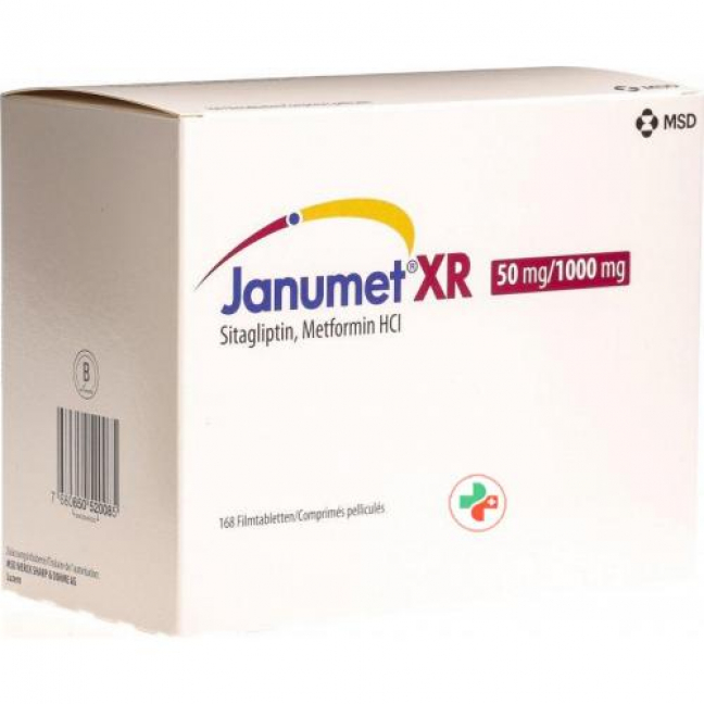 Янумет XR Ретард 50/1000 мг 3 х 56 таблеток покрытых оболочкой 