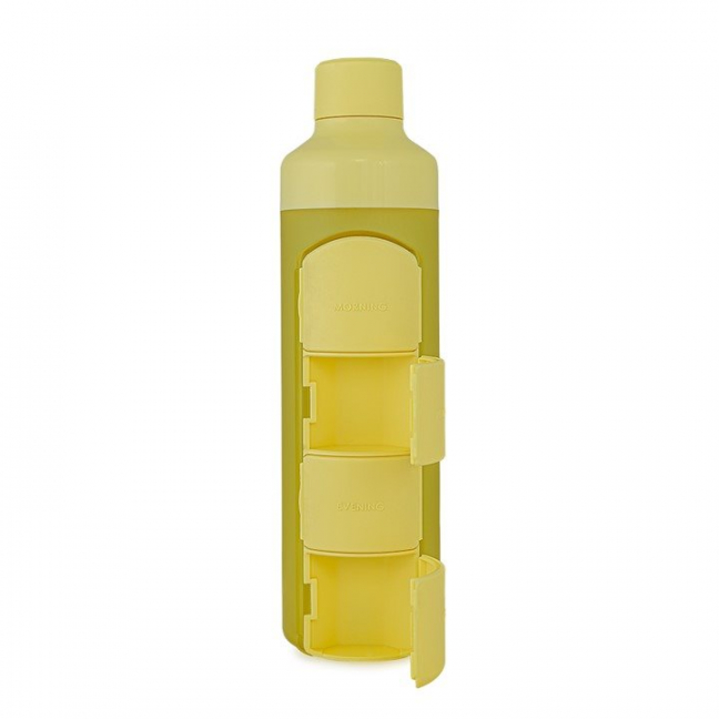 YOS Bottle Tagesdispenser 375ml mit 4Fächern gelb