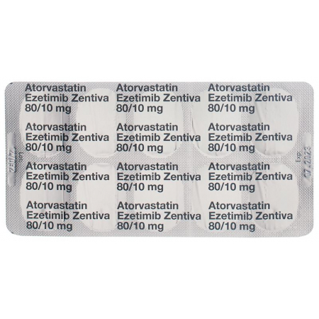 АТОРВАСТАТИН Эзетимиб Зентива табл. 80/10 мг