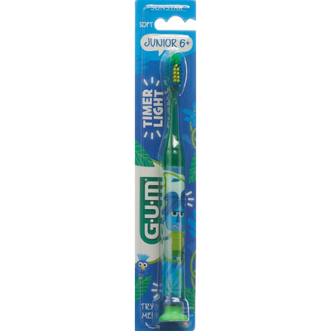Зубная щетка ГУМ Юниор 6+ Таймер Светлая зеленая