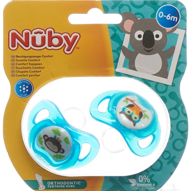 Nuby Nuggi Prisma ортодонтические 0-6 месяцев 2 шт.