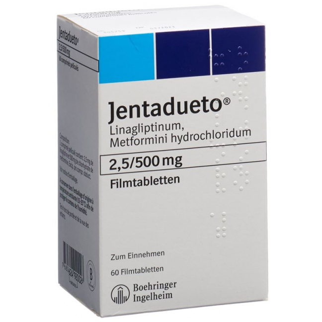 Джентадуэто 2,5 мг / 500 мг 3 × 60 таблеток покрытых оболочкой