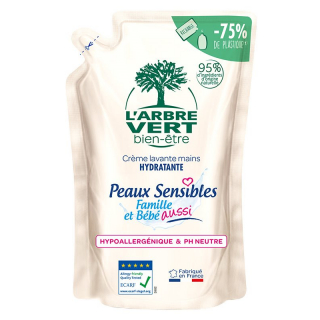 L&#39;ARBRE VERT Мыло для рук для чувствительной кожи, сменный блок, французская сумка, 300 мл