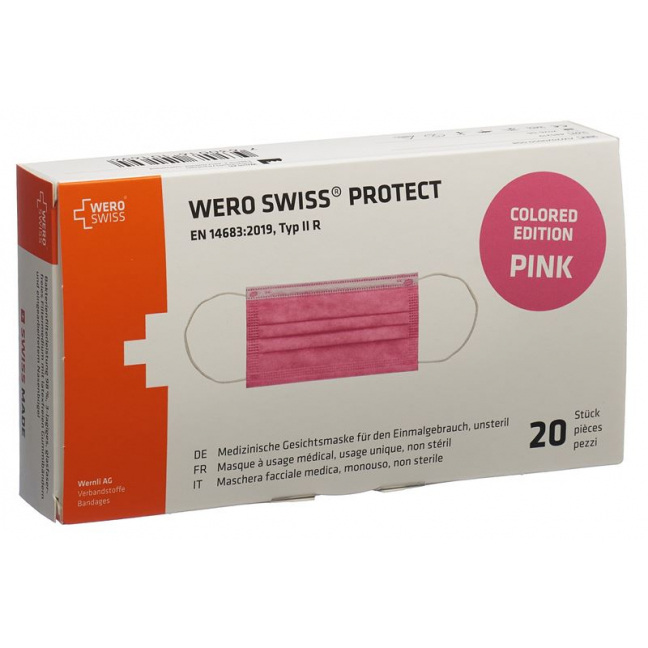 WERO SWISS Protect Mask Type IIR розовая коробка 20 шт.