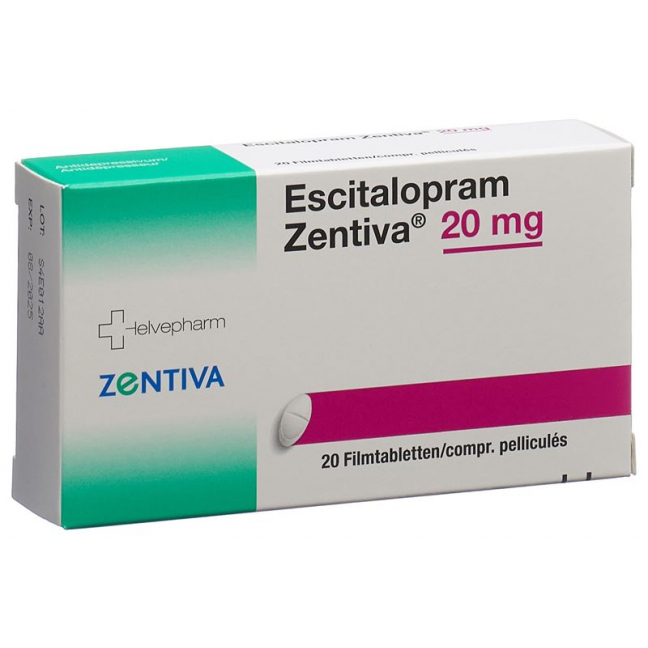 ЭСЦИТАЛОПРАМ Зентива, таблетки в пленочной оболочке, 20 мг