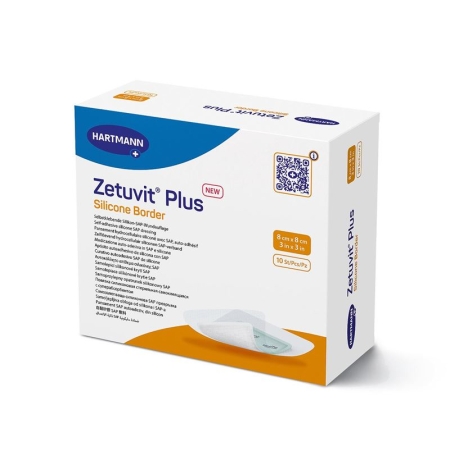 ZETUVIT Plus Silicone Border 8x8cm