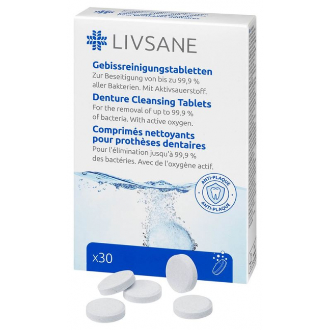 Таблетки для чистки зубных протезов Livsane 30 шт.