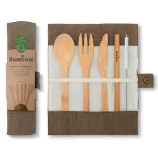 BAMBAW Bambus-Besteck-Set Olive