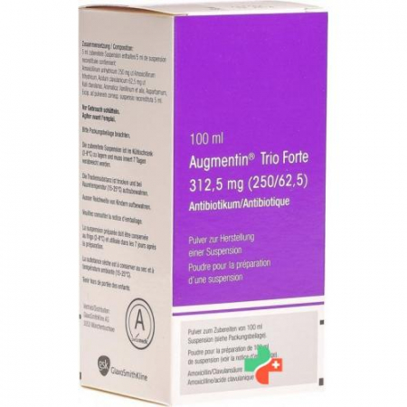 Аугментин Трио Форте порошок для приготовления суспензии 312,5 мг флакон 100 мл