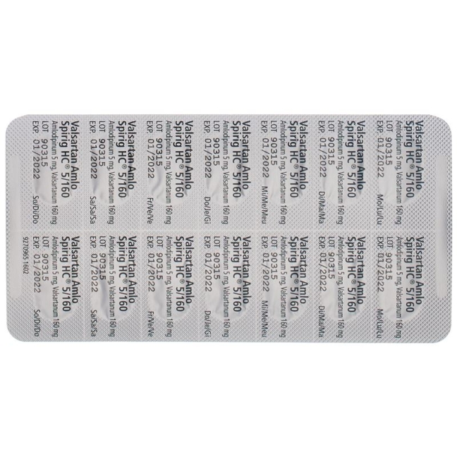 Valsartan Amlo Spirig HC Filmtabletten 5/160mg 28 Stück