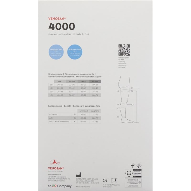 VENOSAN 4001 A-T KKL1 XL довгий чорний 1 пара