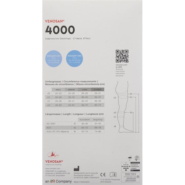 Venosan 4002 A-GHS KKL2 S довгий закритий чорний 1 пара