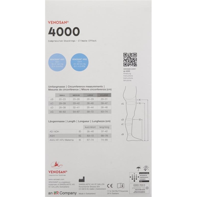 Venosan 4002 A-GHS KKL2 XL довгий закритий марокко 1 пара