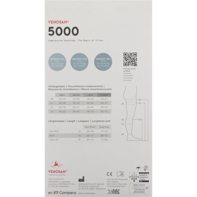 VENOSAN 5001 A-GH KKL1 L довгий відкритий чорний 1 пара