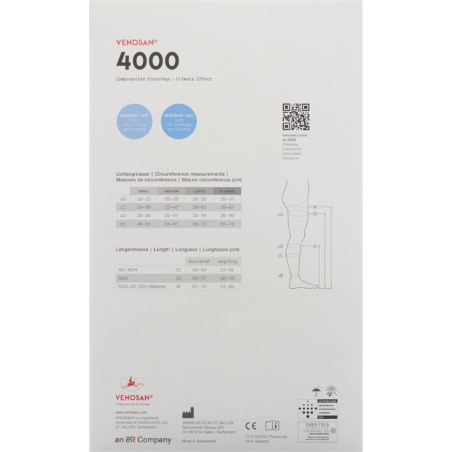 Venosan 4001 A-TU Materna KKL1 XL довгий закритий чорний 1 пара