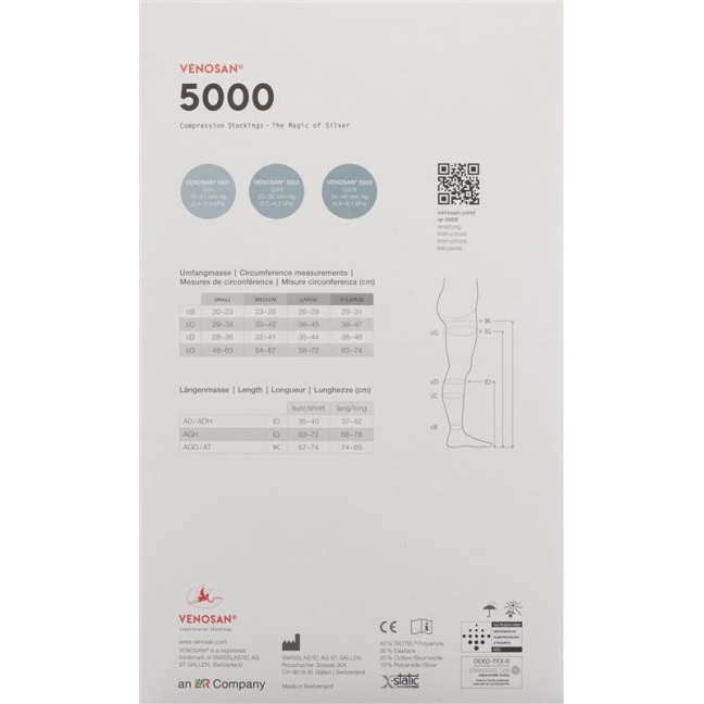 VENOSAN 5001 A-T KKL1 XL короткі чорні 1 пара