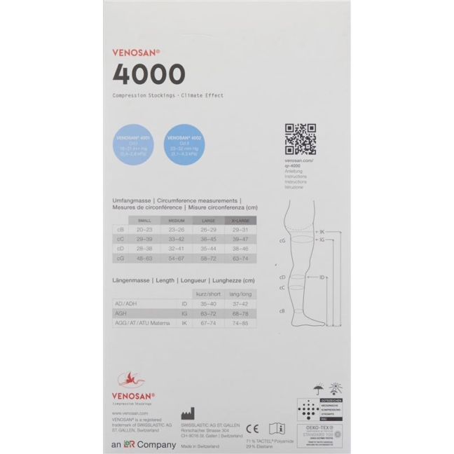 VENOSAN 4002 A-DH KKL2 XL короткий смекс 1 пара