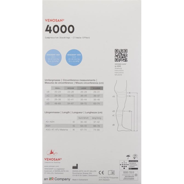 VENOSAN 4002 A-D KKL2 L короткий чорний 1 пара