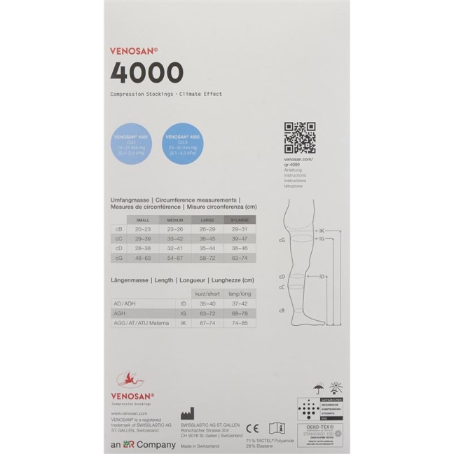 VENOSAN 4002 A-DH KKL2 XL короткий відкритий чорний 1 пара