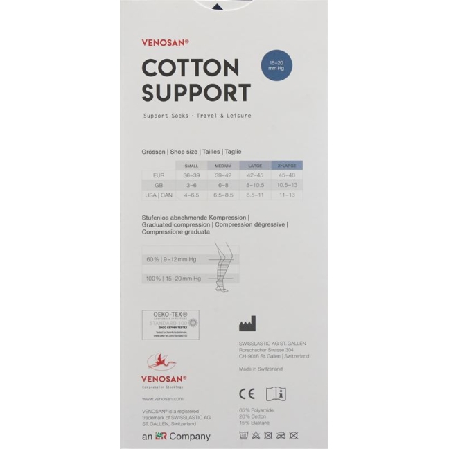 Venosan COTTON SUPPORT Шкарпетки A-D S антрацит 1 пара