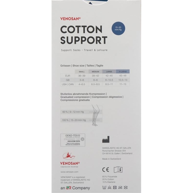 Venosan Cotton A-d Support Socks S Jeans 1 Paar