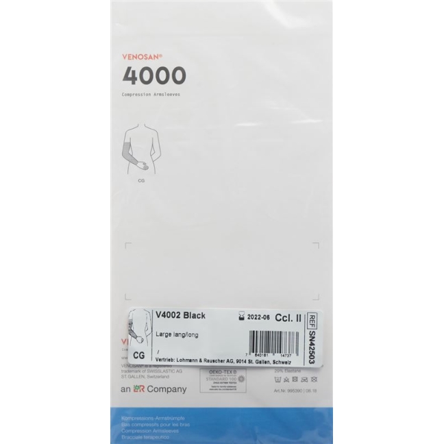 Venosan 4000 CG панчоха для рук CCL2 XL чорна без основи для рук