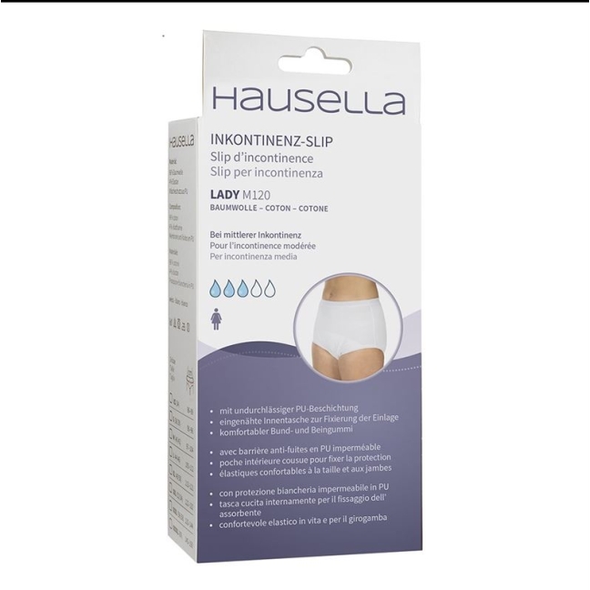 Труси при нетриманні Hausella Lady M120 L білі з бавовни з ПУ