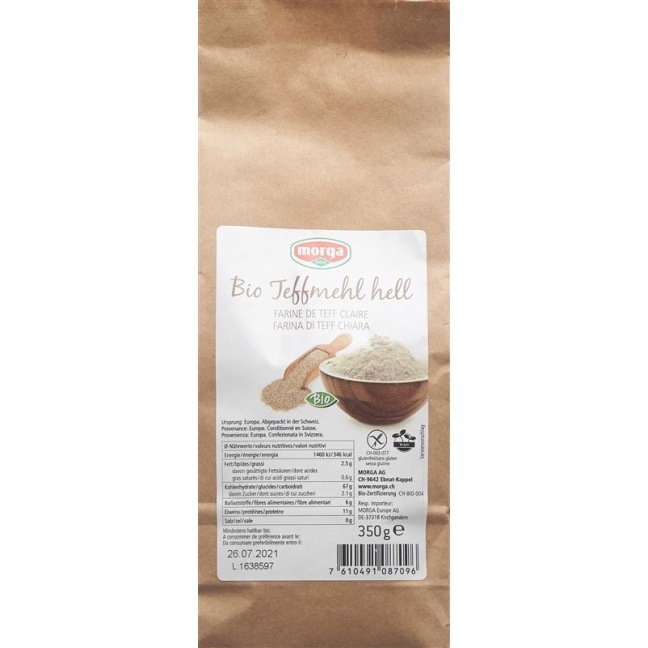 Morga teff flour light органічний безглютеновий пакет 350 г