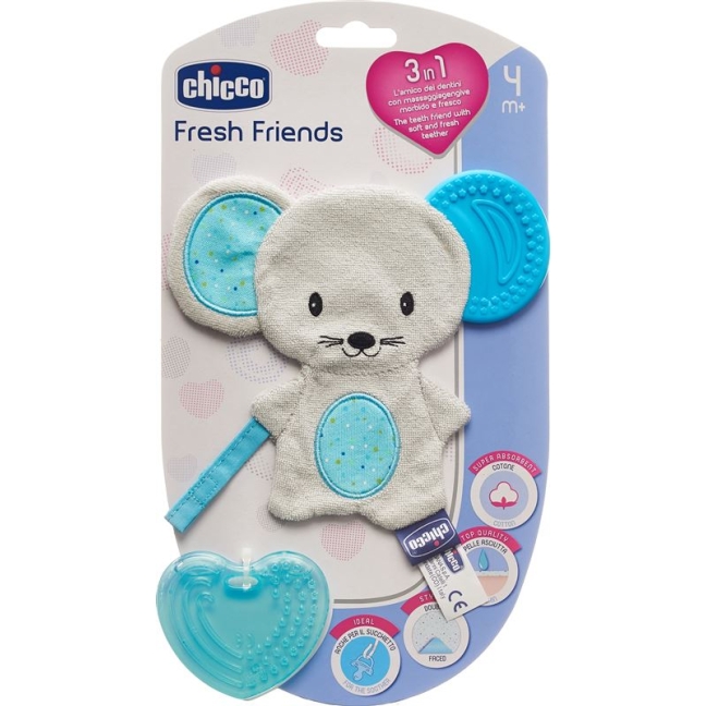 М'яка іграшка Chicco зі знімним кільцем для прорізування зубів Хлопчик 4м+