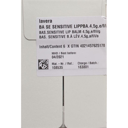 Бальзам для губ Lavera Base Sensitive 6 х 4,5 г